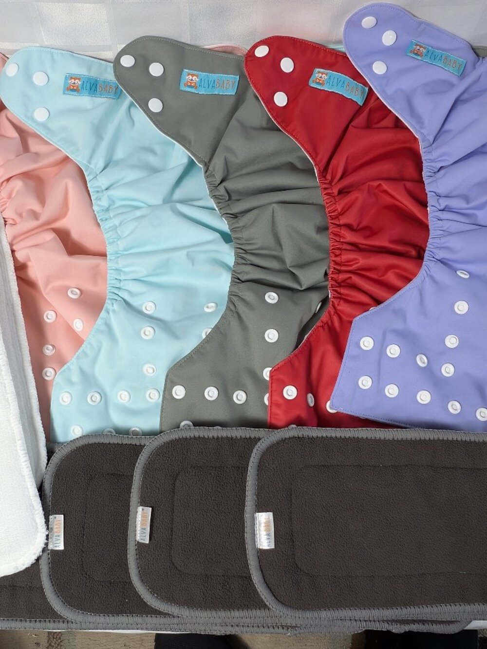 ALVABABY CLOTH DIAPERS LOT MULTICOLOR